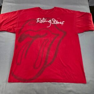 Rolling Stones Graphic Print T-Shirt Band Tee Music Rock Red Y2K‎